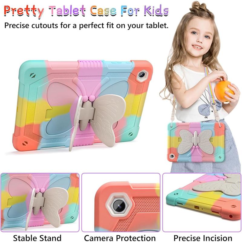 for  Galaxy Tab A9 Plus Case for  Girls for Galaxy Tab A9+ Cases with  Straps Butterfly Wings Stand Hard Shockproof Protective Cover for Galaxy Tab A9 Plus 11 Inch 2023-Pink