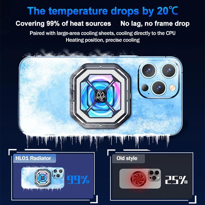 HL01 Magnetic Phone Cooler, 2 in 1 Phone Cooling Fan, Magnetic Back-clip Cooling Fan Radiator, Universal Mobile Phone Cooling Radiator, Phone Accessories