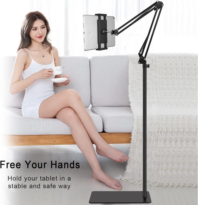 Tablet Floor Stand, 360-degree Adjustable Arm Stretchable Stand Holder, Compatible with iPad iPad Pro or Other 4.7~12.9 Inch-Screen Devices