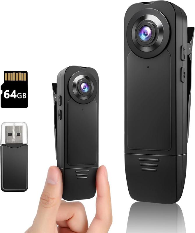  Mini Body Camera 1080P Police Body Camera with Memory Card,Body Worn Cam,Premium Portable,Wearable Patrol Video Recording Camcorder for Security,Work Records,Guard (64GB) HD 1080P