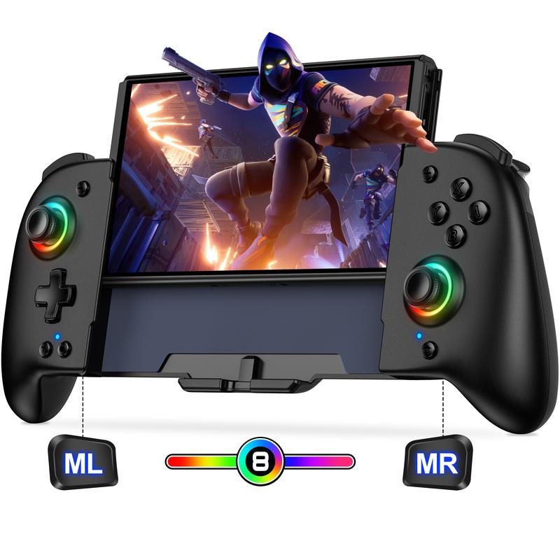 RGB Switch Controller,BEBONCOOL Switch Controller for Switch OLED with Handheld Grip Double Motor Vibration Built-in 6-Axis Gyro Joystick