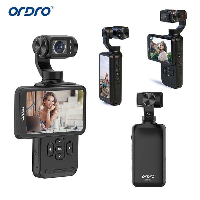 ORDRO M5 Handheld Video Camera Vlogging Portable Camcorder,Touch Screen,IR Night Vision,WDR Face Follow,Micro SD Memory Card,Pocket Body Camera Gifts