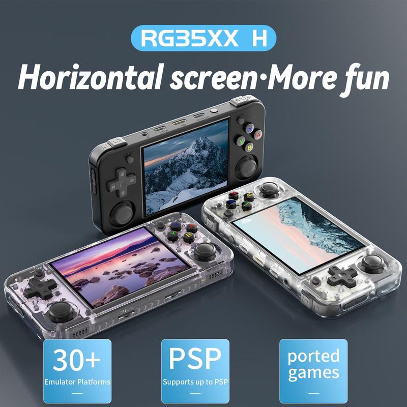 Anbernic RG35XX H Compact Handheld Gaming Console, 1 Set Portable 3.5 Inch IPS Screen Retro Games Consoles with Screen Protector & Type-C Cable for Home Use, Handheld Games Consoles, Handheld Game Device, Gaming Set, Stocking Fillers Gift