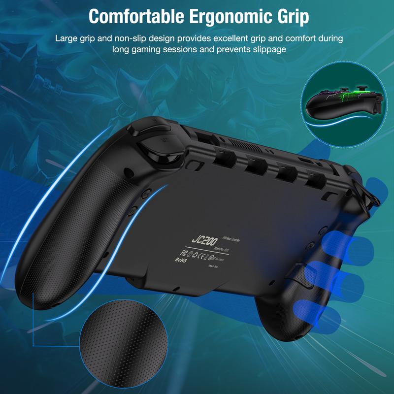 Switch Controller for Switch Switch OLED Joy-Con, BEBONCOOL Switch Controller with Handheld Grip RGB Double Motor Vibration Built-in 6-Axis Gyro Joystick