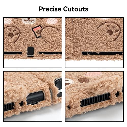 GeekShare Cute Plush Bear Protective Case Cover Compatible with Nintendo Switch - Shock-Absorption and Anti-Scratch - Plush Bear (for Switch   NS OLED)