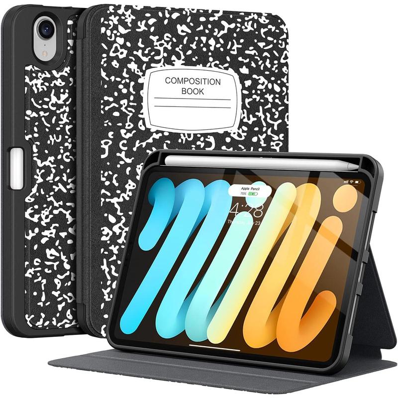 Case for iPad Mini 7 (A17 Pro) 2024 iPad Mini 6 2021 8.3 Inch with Pencil Holder-[Auto Wake Sleep],Slim Protective Case with Soft TPU Back Cover for iPad Mini 7th 6th Generation(Book)