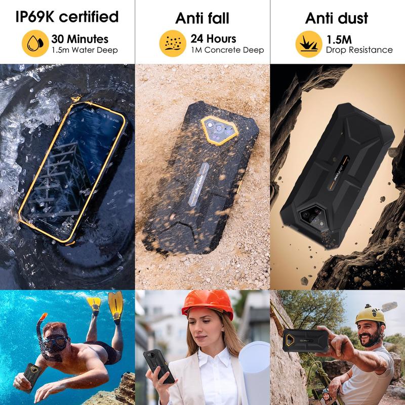 Armor X13 (12+64GB) Rugged Phones,50MP Rear Camera, 24MP Night Vision Camera, Android 14 OS Rugged Smartphone, 6.52” Screen, 6320mAh, NFC, GPS, Package with Exclusive Armor Case- Orange Mobile Phone