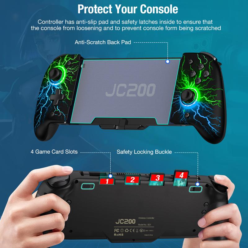 Switch Controller for Switch Switch OLED Joy-Con, BEBONCOOL Switch Controller with Handheld Grip RGB Double Motor Vibration Built-in 6-Axis Gyro Joystick