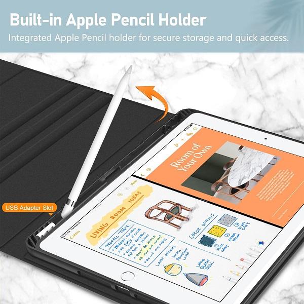 Fintie Keyboard Case for iPad 9th 8th 7th Gen 10.2Inch Soft TPU Back & Built-in Pencil Holder, Auto-Wake Sleep, 10.2