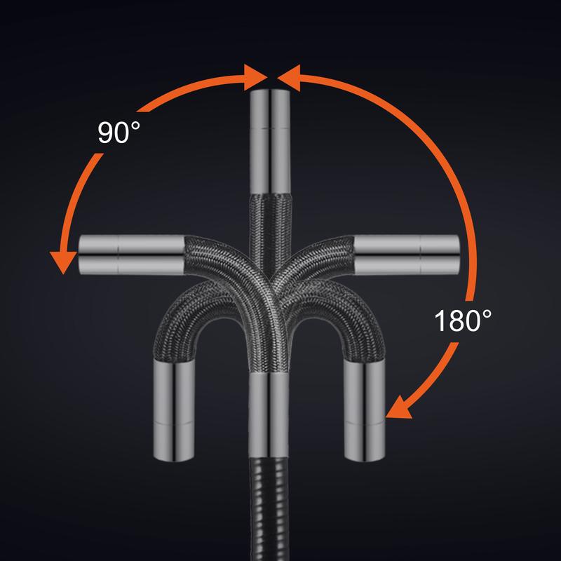 Articulating Borescope Camera With Light, Two-Way Articulated Endoscope Inspection Camera With 6.4mm Tiny Lens, IPS 1080P HD Screen, 8X Zoom, 8 LED Light