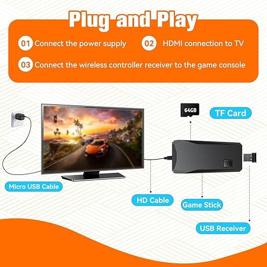  2024 M9 New Gaming Console with multisystem Retro 90s Classics & Popular 3D Games in 4K resolution ,wireless Controllers, Perfect for Family and Party Fun, HDMI for TV