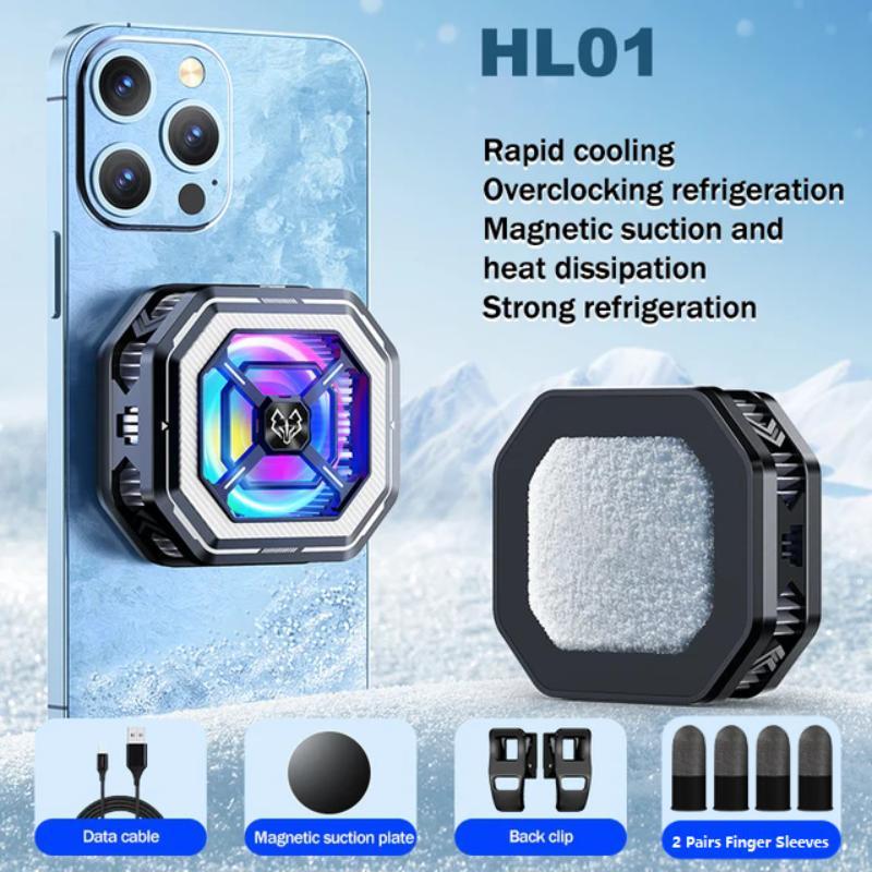 HL01 Magnetic Phone Cooler, 2 in 1 Phone Cooling Fan, Magnetic Back-clip Cooling Fan Radiator, Universal Mobile Phone Cooling Radiator, Phone Accessories