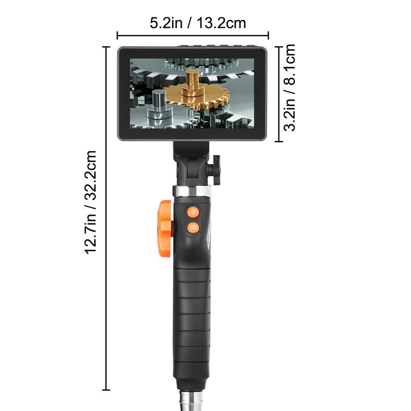 Articulating Borescope Camera With Light, Two-Way Articulated Endoscope Inspection Camera With 6.4mm Tiny Lens, IPS 1080P HD Screen, 8X Zoom, 8 LED Light