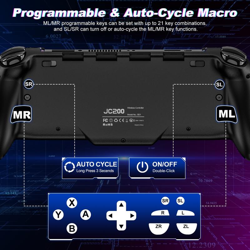 RGB Switch Controller,BEBONCOOL Switch Controller for Switch OLED with Handheld Grip Double Motor Vibration Built-in 6-Axis Gyro Joystick