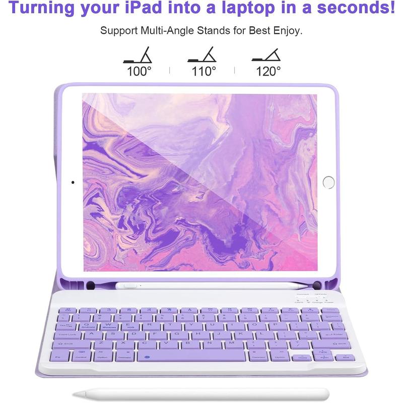 iPad Keyboard Case 9.7'' for iPad 6th Gen 2018,iPad 5th Gen 2017, Keyboard for iPad Air 2 1,Pro 9.7'',Case with Keyboard iPad 6th gen,iPad keyboard Case 6th Gen with Pencil Holder,Purple