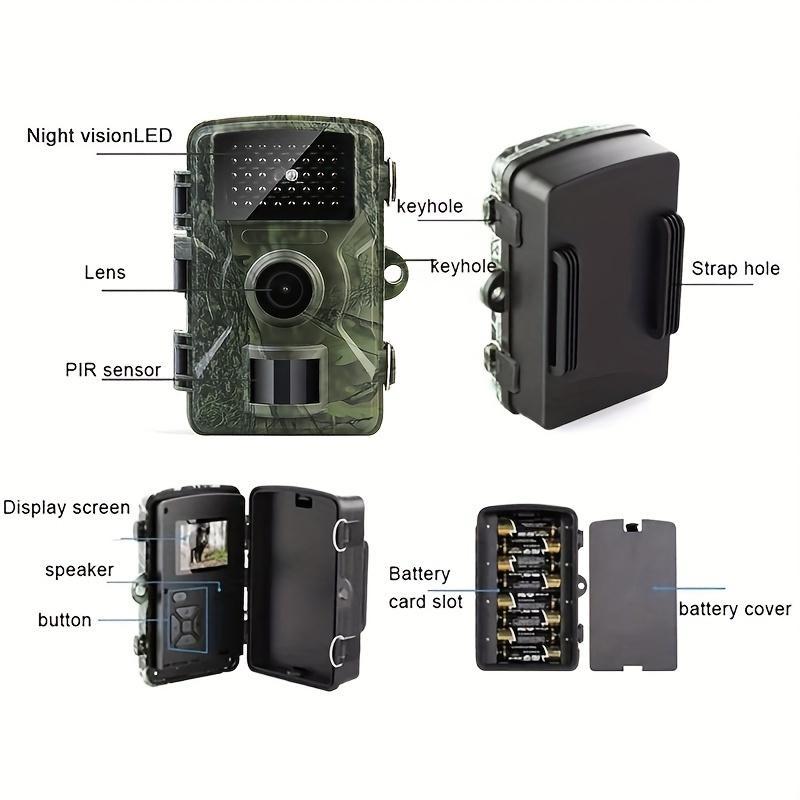 2.0 Inch Screen Trail Camera, 10m Night Vision 0.8 Seconds Trigger Time Outdoor Wildlife Monitoring Camera, Camera for Hunter & Nature Lovers