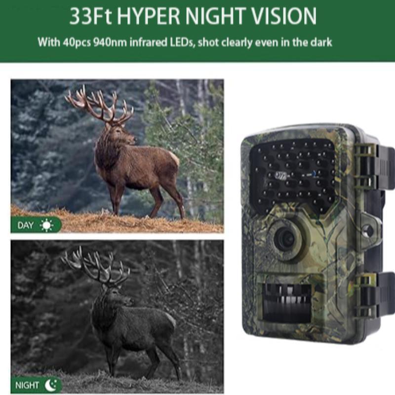 4K HD Night Vision Camera, IP66 Waterproof Wildlife Surveillance Camera, Outdoor Monitoring Camera with 32GB Micro SD Card