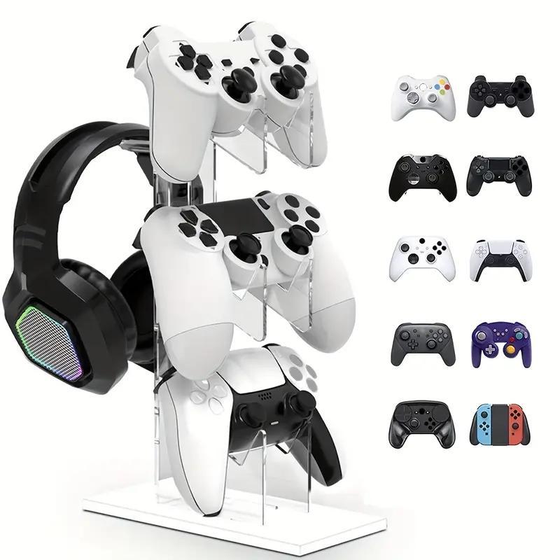 3-layer Gaming Controller Stand & Headphone Stand, Storage Charger Stand For PS5 S4 Controller, Controller Holder Headset Stand, Smartphone Console Gaming Accessories, Gaming Products, Back to School Gifts