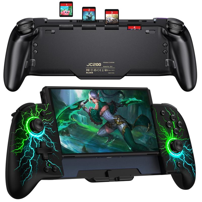 Switch Controller for Switch Switch OLED Joy-Con, BEBONCOOL Switch Controller with Handheld Grip RGB Double Motor Vibration Built-in 6-Axis Gyro Joystick