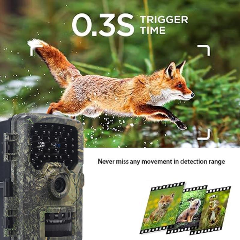 4K HD Night Vision Camera, IP66 Waterproof Wildlife Surveillance Camera, Outdoor Monitoring Camera with 32GB Micro SD Card