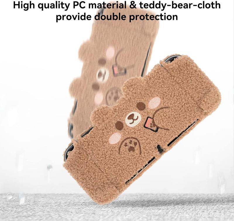 GeekShare Cute Plush Bear Protective Case Cover Compatible with Nintendo Switch - Shock-Absorption and Anti-Scratch - Plush Bear (for Switch   NS OLED)