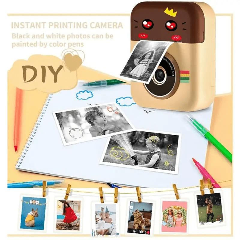 Instant print camera for kids, creative Christmas and birthday gift for boys and girls ages 6 and up, HD digital camera with thermal paper, educational children's toy camera, portable instant print camera, includes 32GB SD card