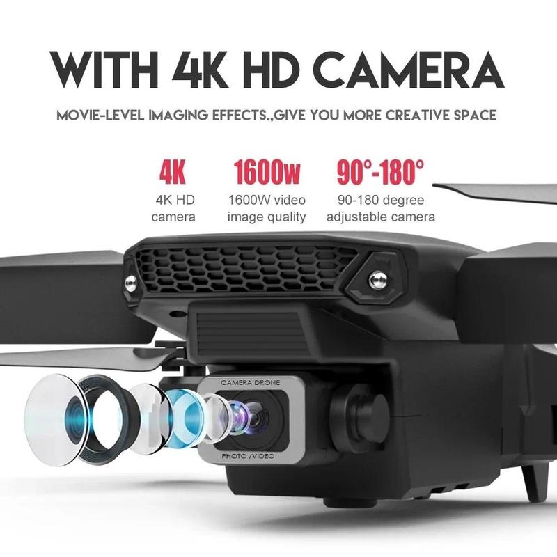 New E88Pro RC Drone 4K Professinal With 1080P Wide Angle Dual HD Camera Foldable RC Helicopter WIFI FPV Height Hold Apron Sell Charging Automatic Folding Durable Blades Cable Phone Chargeable