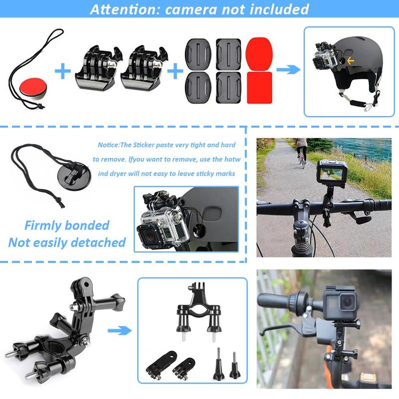 52 in 1 Sports Camera Accessories Kit, Multifunctional Sports Camera Accessories Set Compatible with GoPro Hero 11 10 9 8 7 6 5 4 GoPro Max GoPro Fusion Insta360 DJI Osmo Action 2 AKASO, Camera Accessories for Outdoor Sports