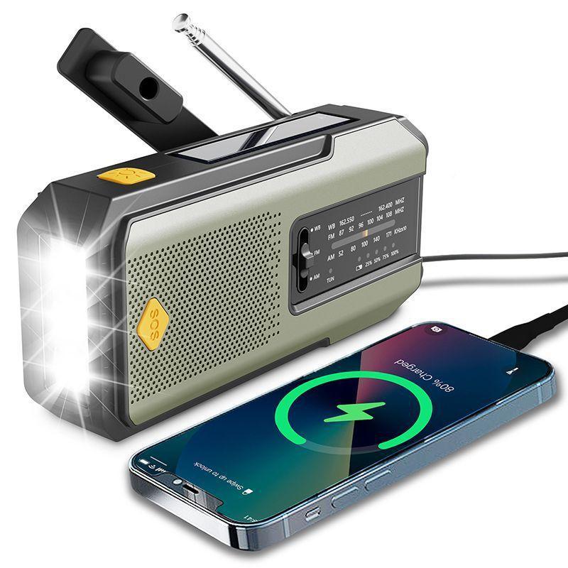 Hand-Crank & Solar Radio, Multi-Functional Emergency Audio Radio Equipment with 2000mAh Mobile Charger & LED Light, Summer Portable Charger Power Bank, Compact SOS Alarm Weather Radio, Outdoor Essentials 2024, Back to School