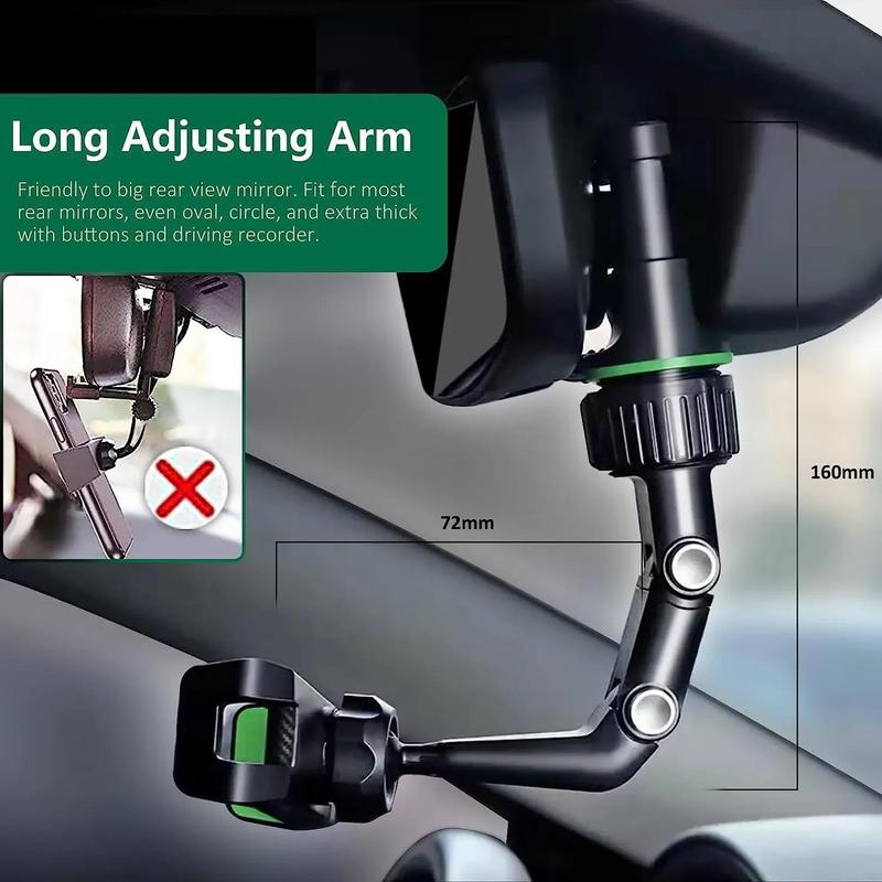 360 Degree Rotatable Car Phone Holder, Multifunctional Phone Bracket for Auto Rearview Mirror, Universal Car Interior Accessories