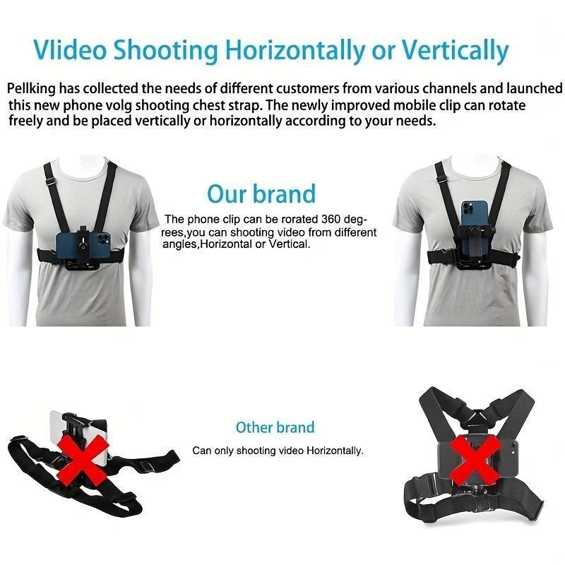 GoPro Chest Harness Holder body chest cp holde chest cellphone holder Mobile Phone Chest Strap Mount Accessory Silicone Adjustable