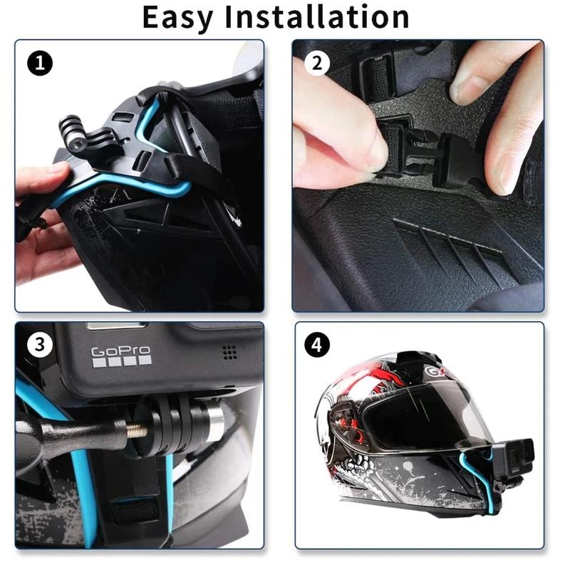 Helmet Strap Mount For Gopro Hero 11 10 9 8 7 6 5 4 3 Motorcycle Yi Action Sports Camera Mount Full Face Holder Accessories