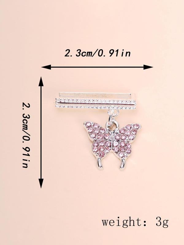 Rhinestone Decor Butterfly Design Watch Band Ring Loops, Watch Strap Accessories for Apple Watch, Watch Strap Charm Suitable for Galaxy Watch Series