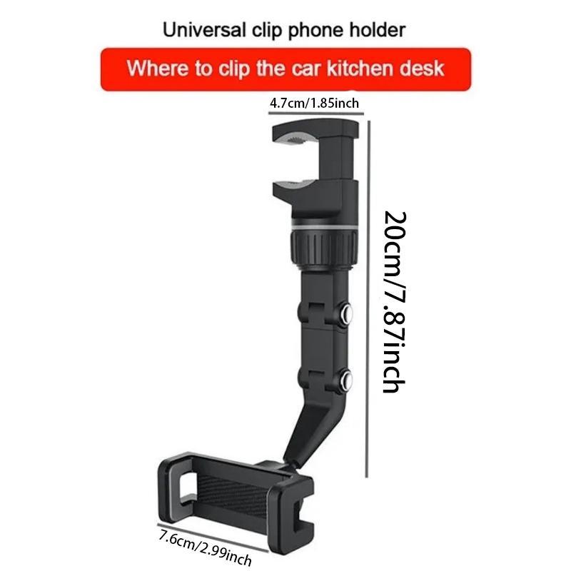 360 Degree Rotatable Car Phone Holder, Multifunctional Phone Bracket for Auto Rearview Mirror, Universal Car Interior Accessories