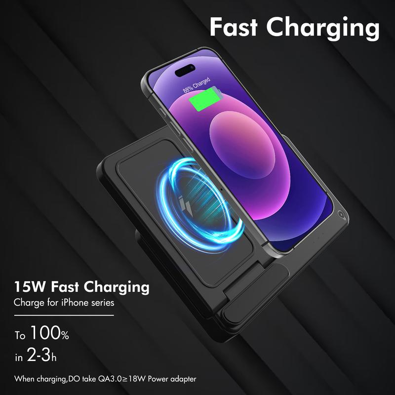 Christmas Gifts 3 in 1 Wireless Charger for iPhone, Magnetic Foldable 3 in 1 Charging Station, Adapter High-Speed Charging，18W Adapter，Travel Charger for Multple Devices for iPhone 16 15 14 13 12, for AirPods 4 3 Pro, for iWatch chargers