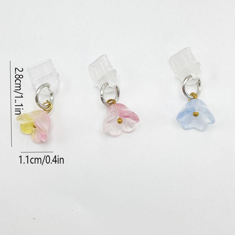 Cute Flower Design Phone Dust Plug, 1 Count Phone Hole Dust Plug, Smartphone Dust Plug Flower Pendant Ornament, Mobile Phone Parts Compatible with iPhone