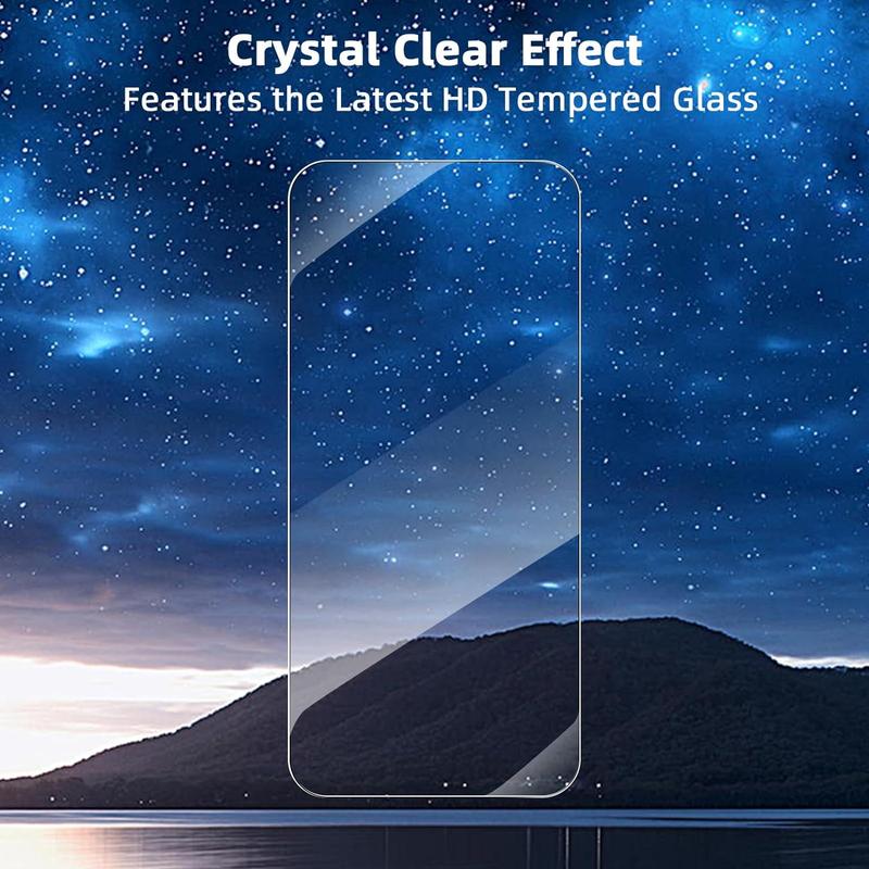 8 Pcs set Tempered Glass Screen Camera Lens Protector For iPhone 16 15 14 13 12 11 Pro Max with 4 Pcs Screen Protector & 4 Pcs Camera Lens Protector