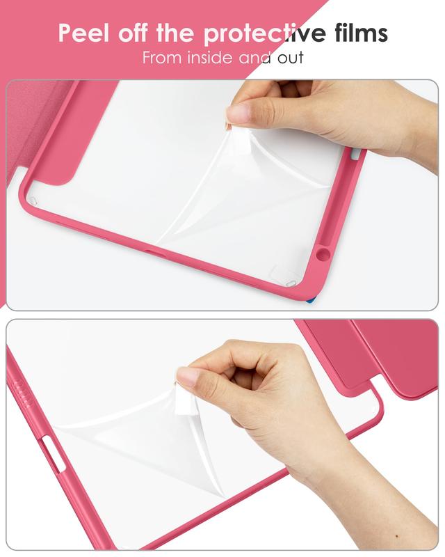 DTTOCASE for iPad 10th Generation Case 2022, 10.9 Inch Case with Clear Transparent Back and TPU Shockproof Frame Cover [Built-in Pencil Holder, Support Auto Sleep Wake] -Watermelon