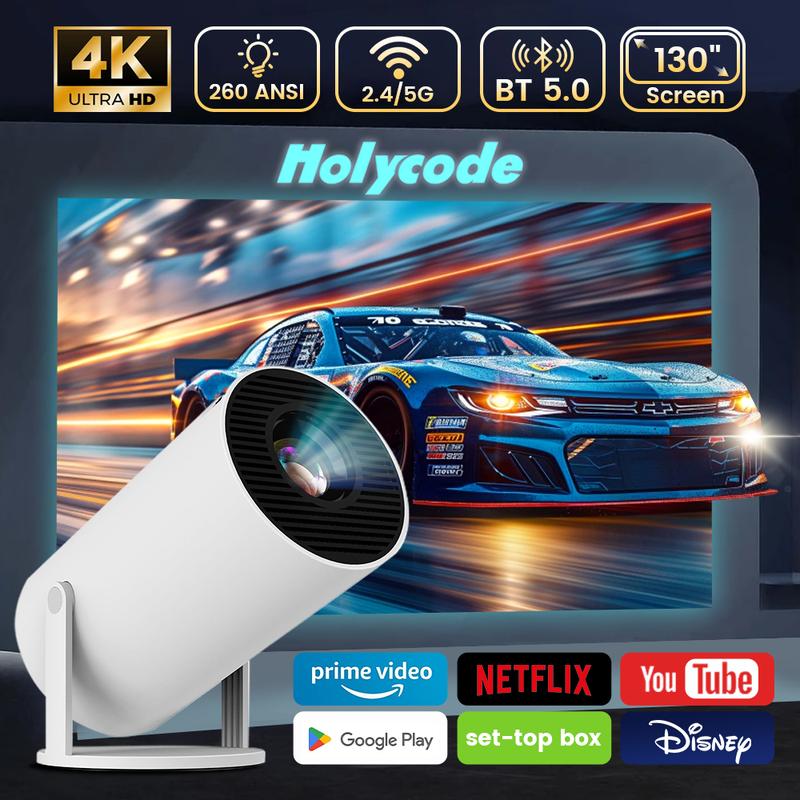 Portable Projector HY300 Pro, 4K Android 11 Dual Wifi6 260ANSI Allwinner H713 BT5.0 1080P 1280*720P Projector Multifunctional Projector for Home Cinema Outdoor