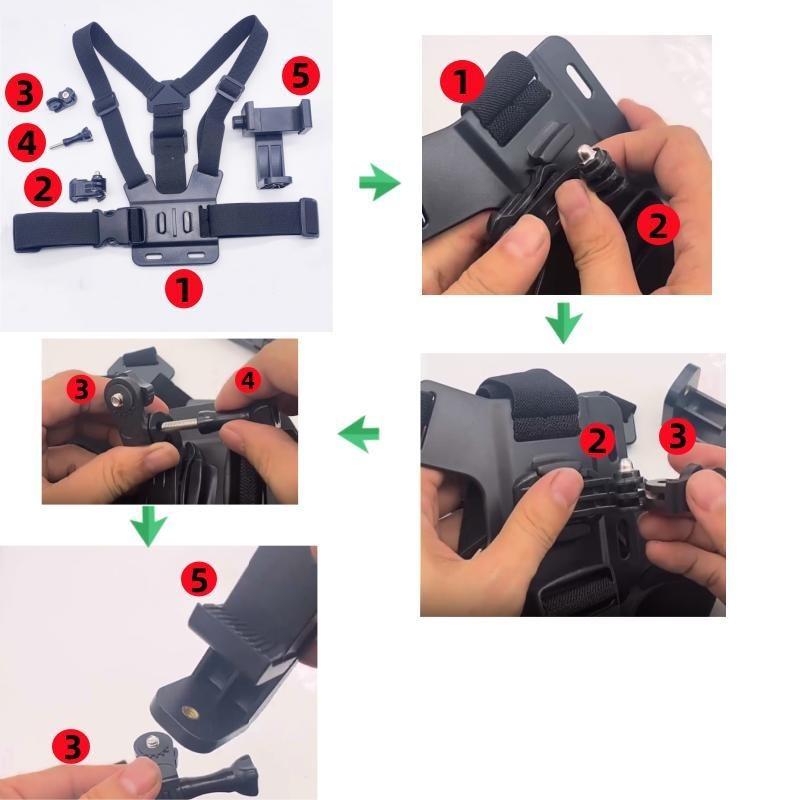 GoPro Chest Harness Holder body chest cp holde chest cellphone holder Mobile Phone Chest Strap Mount Accessory Silicone Adjustable