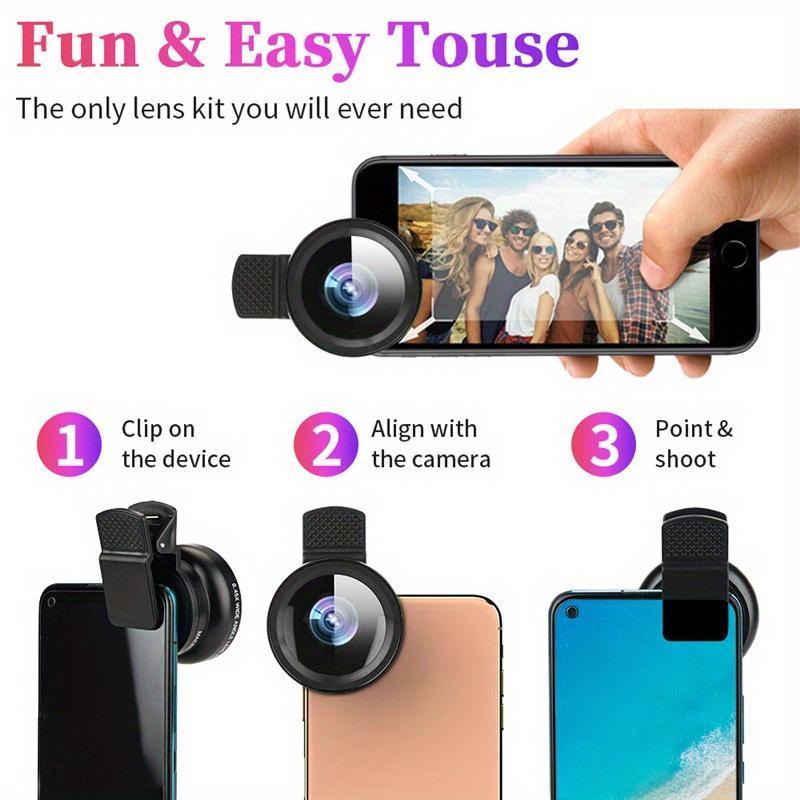 2-in-1 Lens Universal Clip, 37mm Mobile Phone Lens, Professional 0.45x 49UV Super Wide-Angle + Macro HD Lens, Phone Accessories