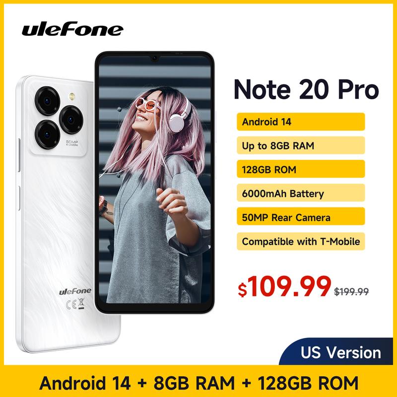 Ulefone Note 20 Pro Unlocked Cell Phone 12GB+ 128GB, 1TB Extension，8-Core, 6.75