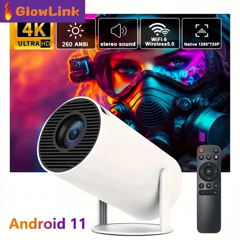 [Black Friday] Portable Projector with Android 11, Auto Keystone Correction Mini Projector, 4K  200 ANSI Smart Projector with 2.4 5G WiFi, BT 5.0, 130 Inch Screen,180 Degree Flip,Home Video,tiktok,Christmas,Gifts