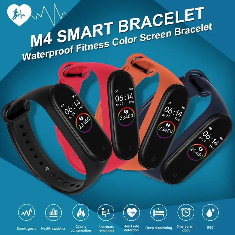 M4 Smart Band Wristband Heart Rate Blood Pressure  Smart Bracelet Monitor Pedometer Fitness Waterproof Color Screen V5.0