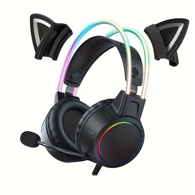 Cat Ear Design Headphone Decoration, 1 Pair Cute Cat Ear Design Headset Decoration, Headphone Decoration Accessories Compatible with Most Headphones