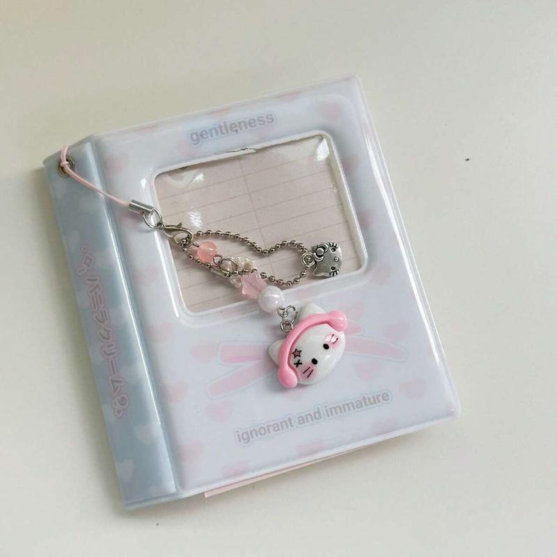 Original Design Pink Earphone Cat Shaped Phone Lanyard, Kawaii Cartoons Cute Handmade Guben Chain, Phone Pendant, Phone Strap