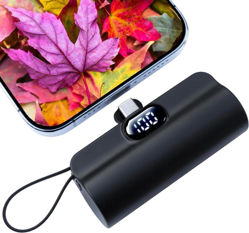 Mini Power Bank,Capsule Power Phone Charger 5500mAh,Portable Charger with Dual USB-C Ports for iPhone 15 15 plus 15 pro 15 pro Max Android Phone Samsung Moto LG etc