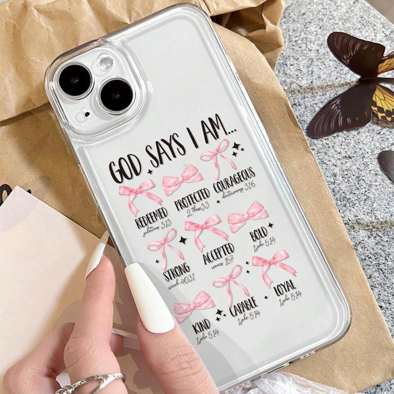 Bowknot Pattern Phone Case, Cute Clear Phone Case, Decorative Phone Protector Cover Compatible with iPhone 15 14 13 12 11 Plus Pro Pro Max