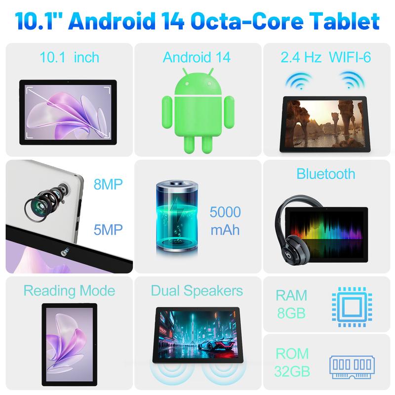 AEEZO Optional Android 14 13, Octa Quad Core Processor, Designed for Portable Entertainment,Under $80, Long Battery Life, Back to School Gifts, TikTok Co-Founded 10% off