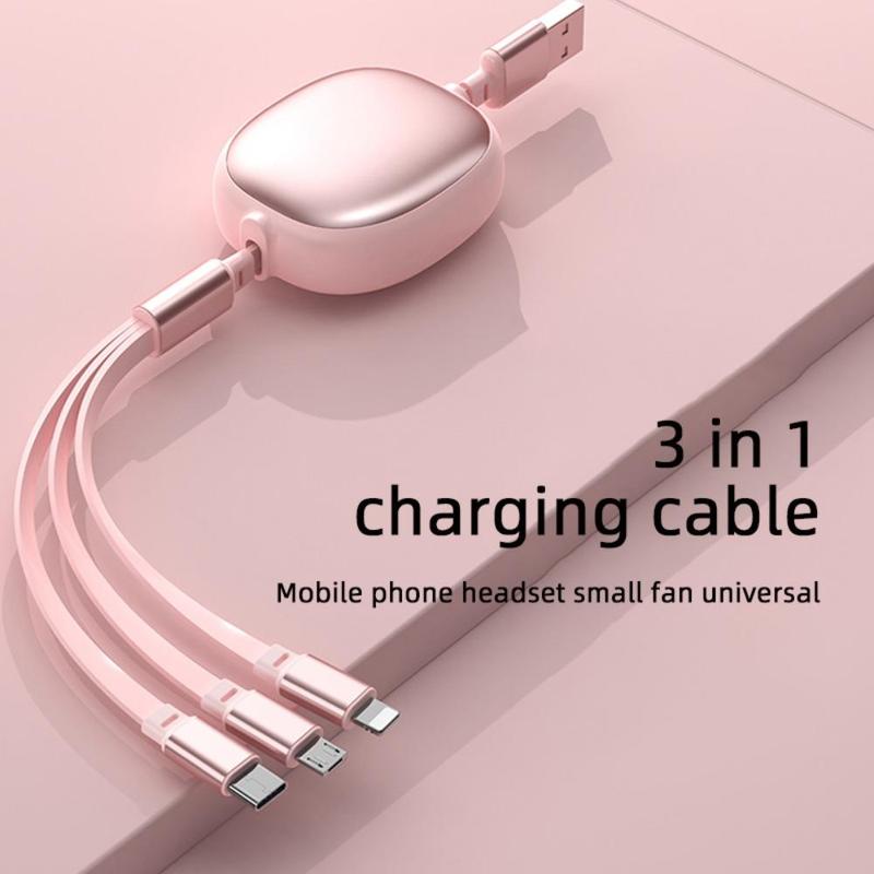 Multifunctional 3 In 1 Fast Charging Data Cable, 100W Fast Charging Data Transmission Cord Line, Retractable Data Cable for Home Office Car Use